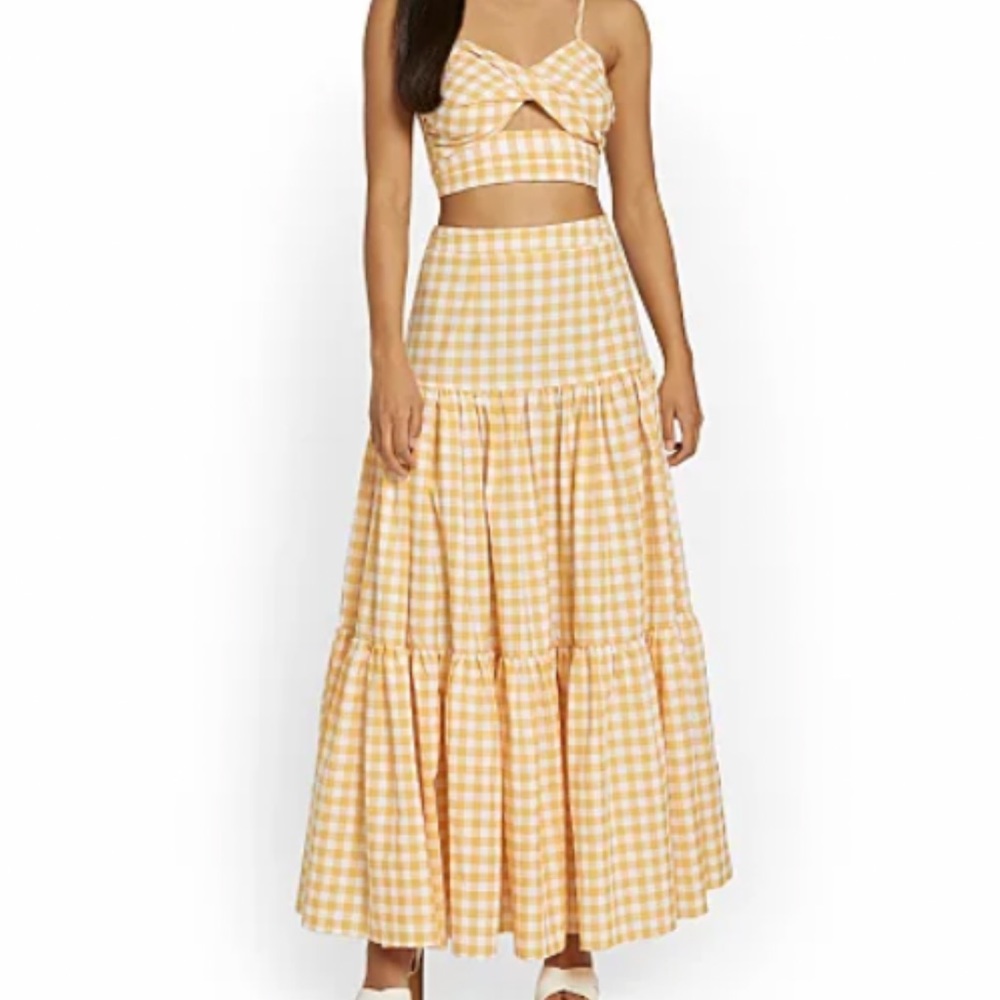 Two Piece Gingham Cami & Maxi Skirt Set